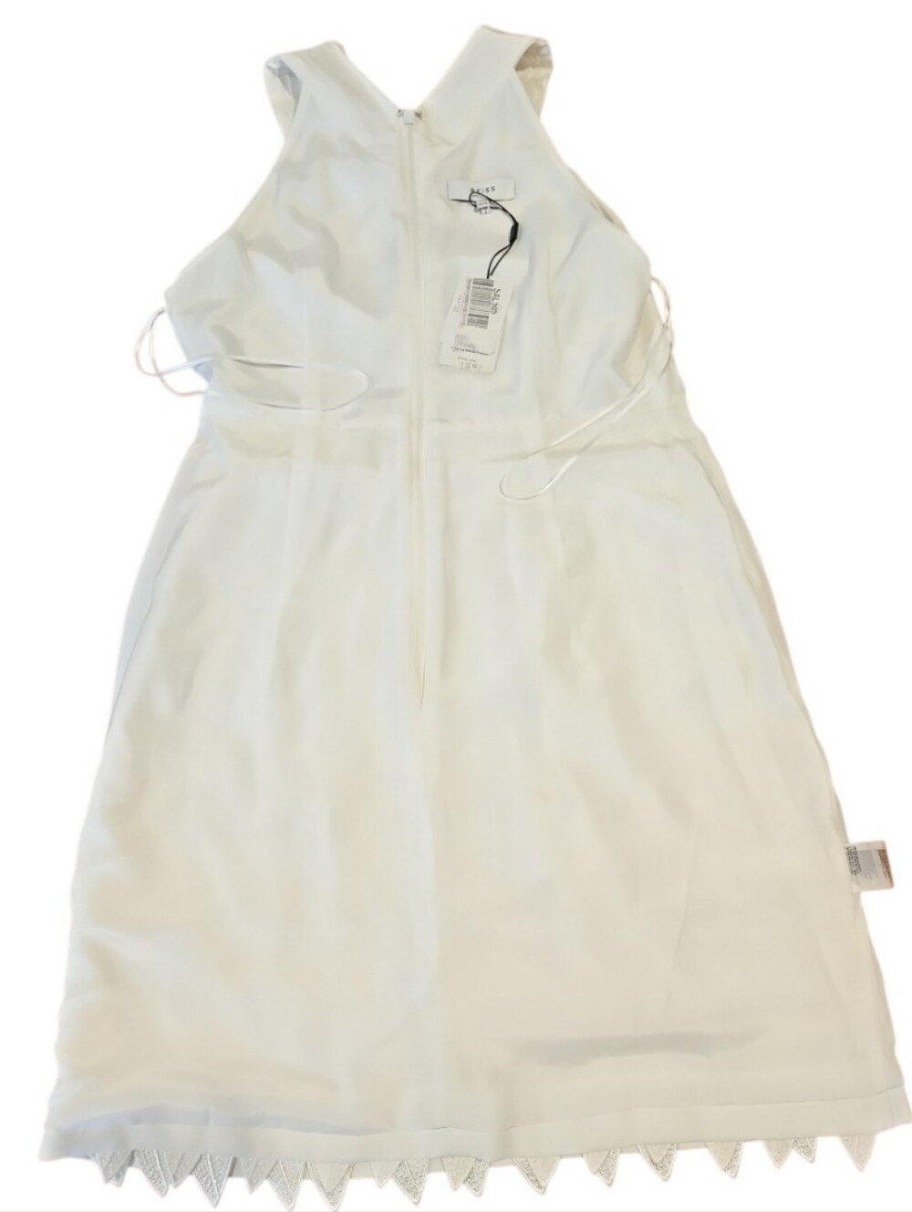REISS White Flora Feather-Trim Halter Mini Dress Sz 8 - Picture 14 of 16